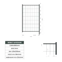 Mobilná bránka bez pántu 1190x2000 mm