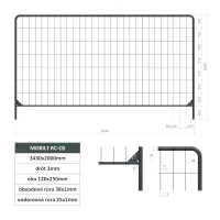 Mobilný panel štandardný 3434x2000 mm - RC - CB