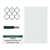 Štvorhranné pletivo Standard zelené 50x2.5(1.7)x2000 mm